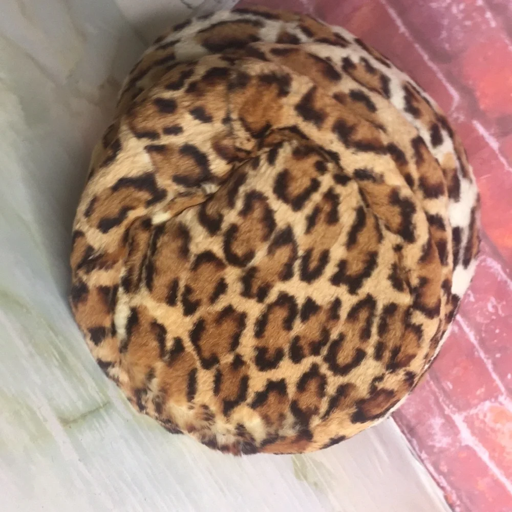 Vintage MCM Sheri Brett Leopard Print Faux Fur Bucket Hat